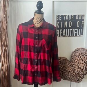 Hippie Rose Red and Black Checkered Button Down Shirt
